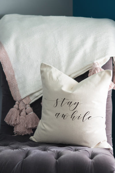 Stay Awhile // Throw Pillow - Twelve9 Printing